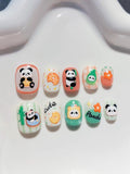 Cute panda wears handmade dopamine cartoon nail stickers