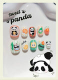 Cute panda wears handmade dopamine cartoon nail stickers