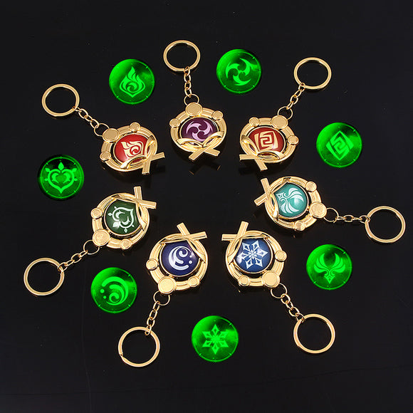 Genshin Impact Double-sided Glass Luminous Keychain