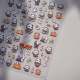 Whimsical Halloween Nail Art: Panda, Pumpkin, and Playful Charm