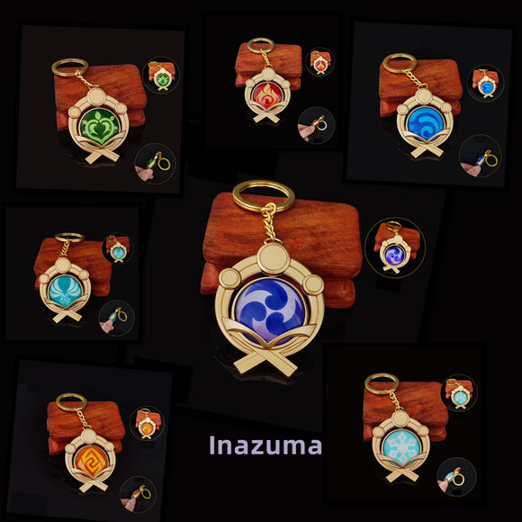 Inazuma Element Eye of God Genshin Impact Vision Collection Cosplay Keychain Pyro Hydro Dendro Electro Anemo Cryo Geo Visions