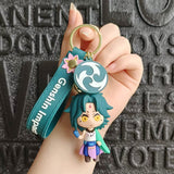 Adorable Silicone Keychain Featuring Genshin Impact Character with Divine Eye - Perfect for Gifts or Phone Accessories